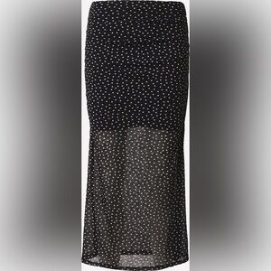 Abercrombie & Fitch Lined Black w/White Polka Dots Sheer Midi Skirt Medium Tall